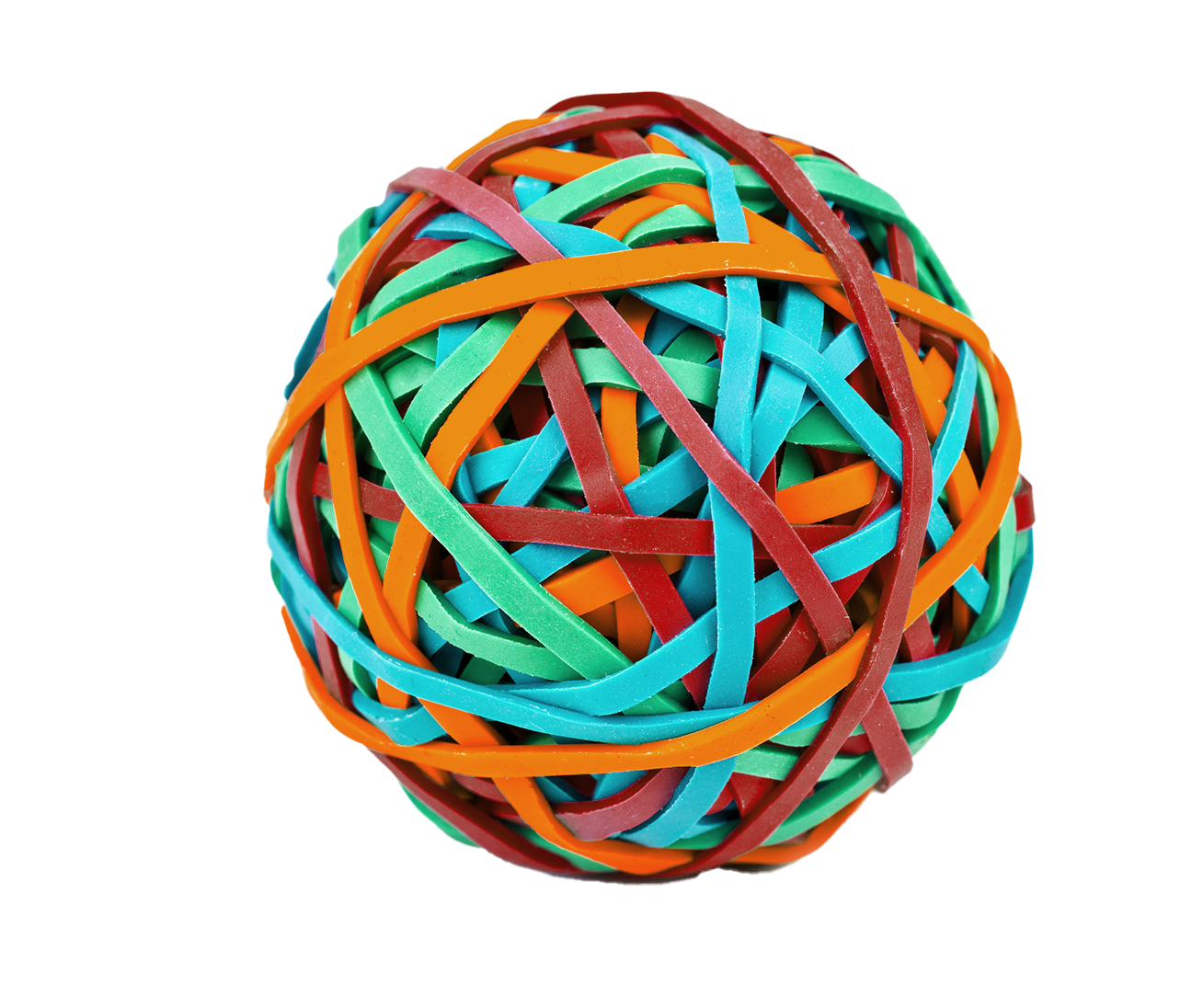 Colorful rubberband ball representing connection