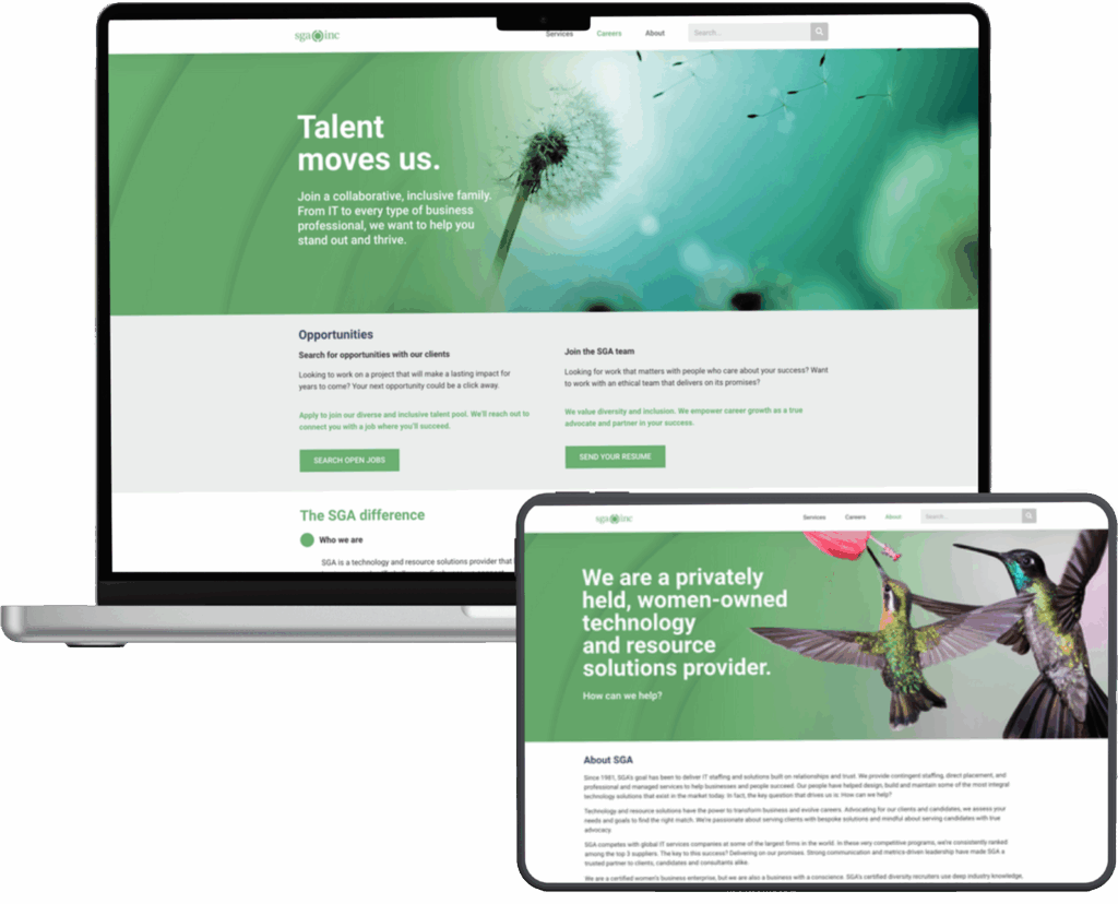 SGA Inc IT staffing client website sample